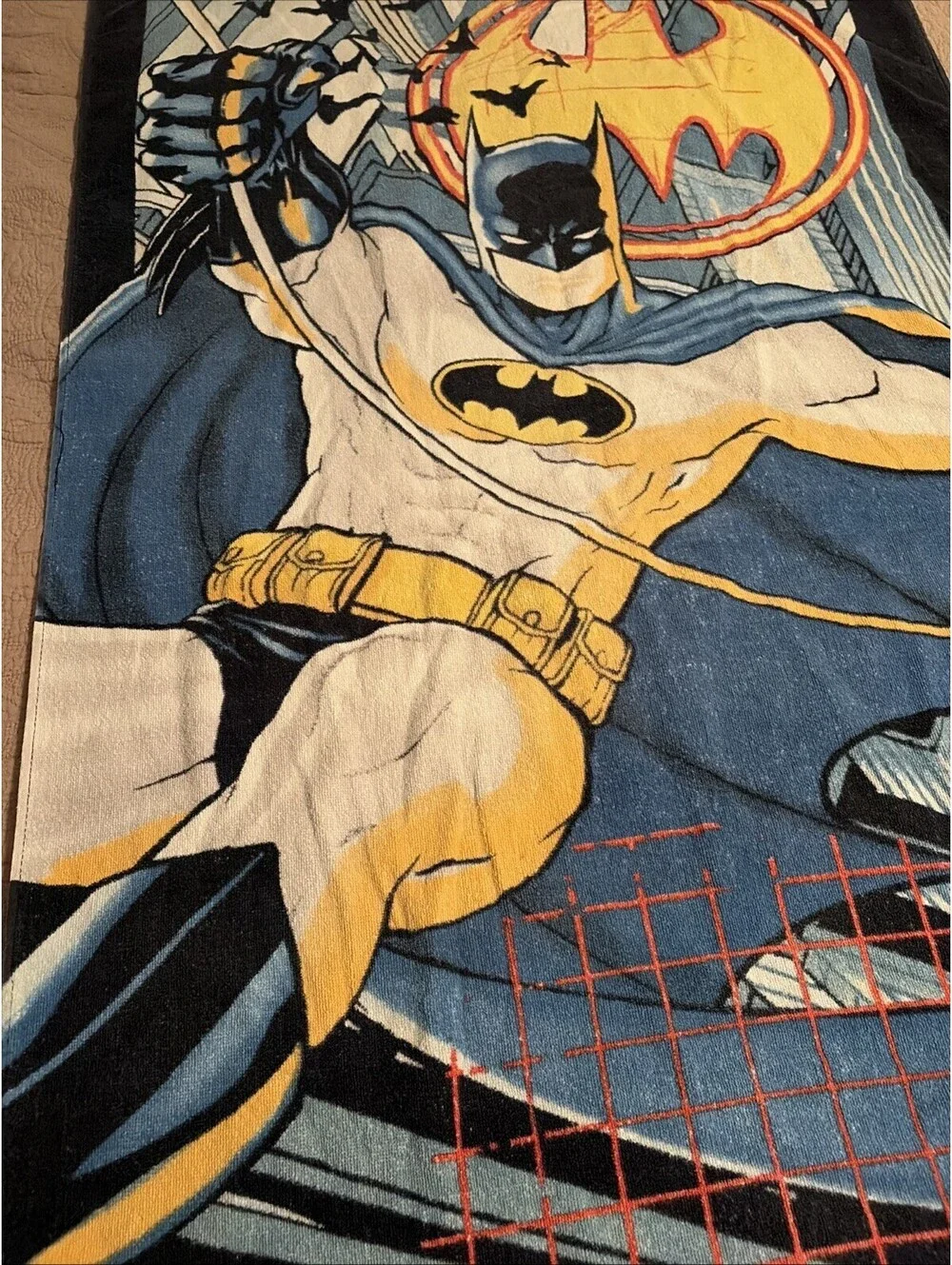 Vintage Batman Beach Towel DC Comics Gotham Guardian City 29x54